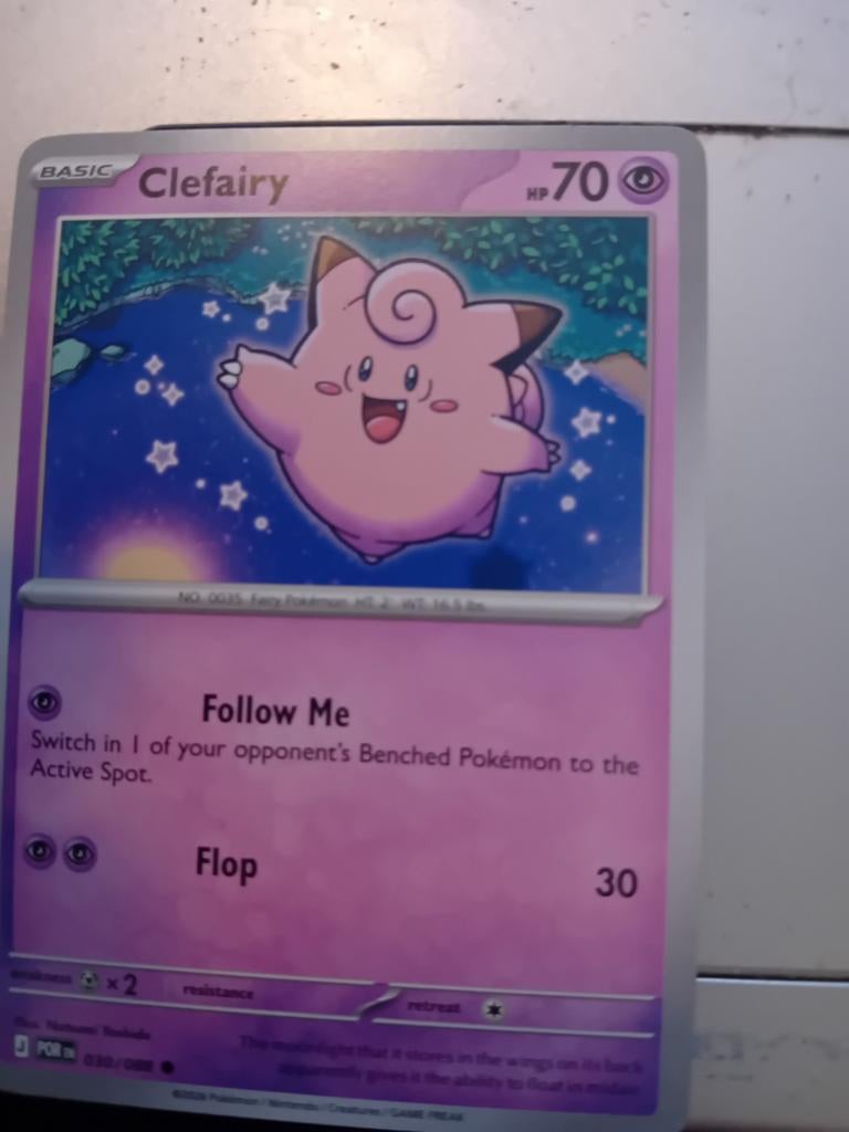 Pokémon Clefairy kaart - Basic, HP 70, Ophalen of Verzenden, Gebruikt, Losse kaart, Foil