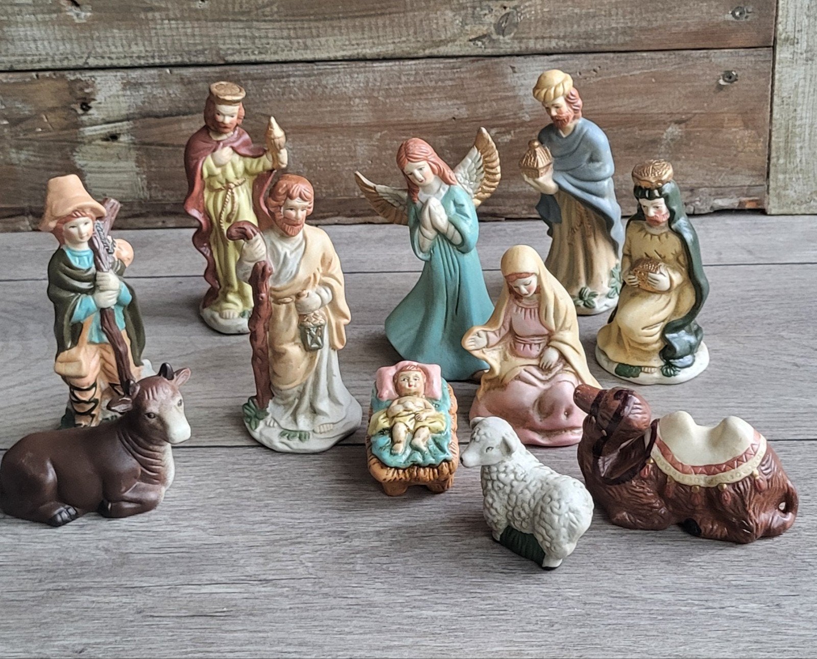 Kerststal Beeldjes Set - 11 Delen - Kerstdecoratie, Ophalen of Verzenden, Zo goed als nieuw, Beeld(je), Christendom | Katholiek