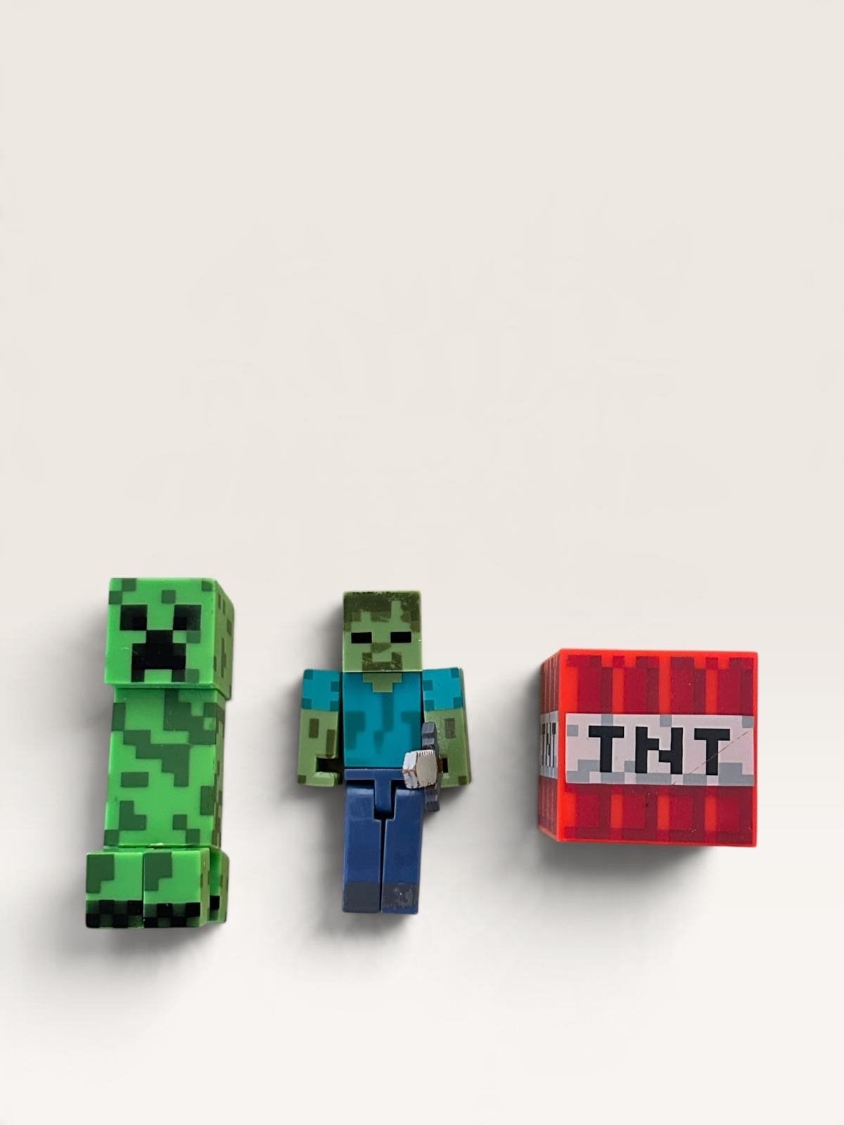 Minecraft figuren set: Creeper, Zombie & TNT blok, Gebruikt, Onbekend, Ophalen of Verzenden, Onbekend