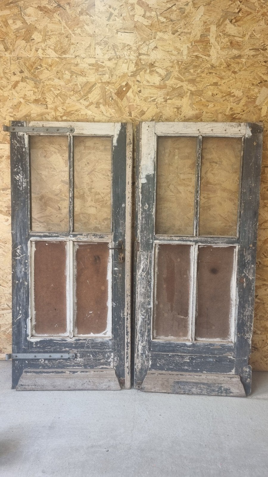 Oude houten deuren met glas - Vintage deuren, Ophalen, Gebruikt, Hout