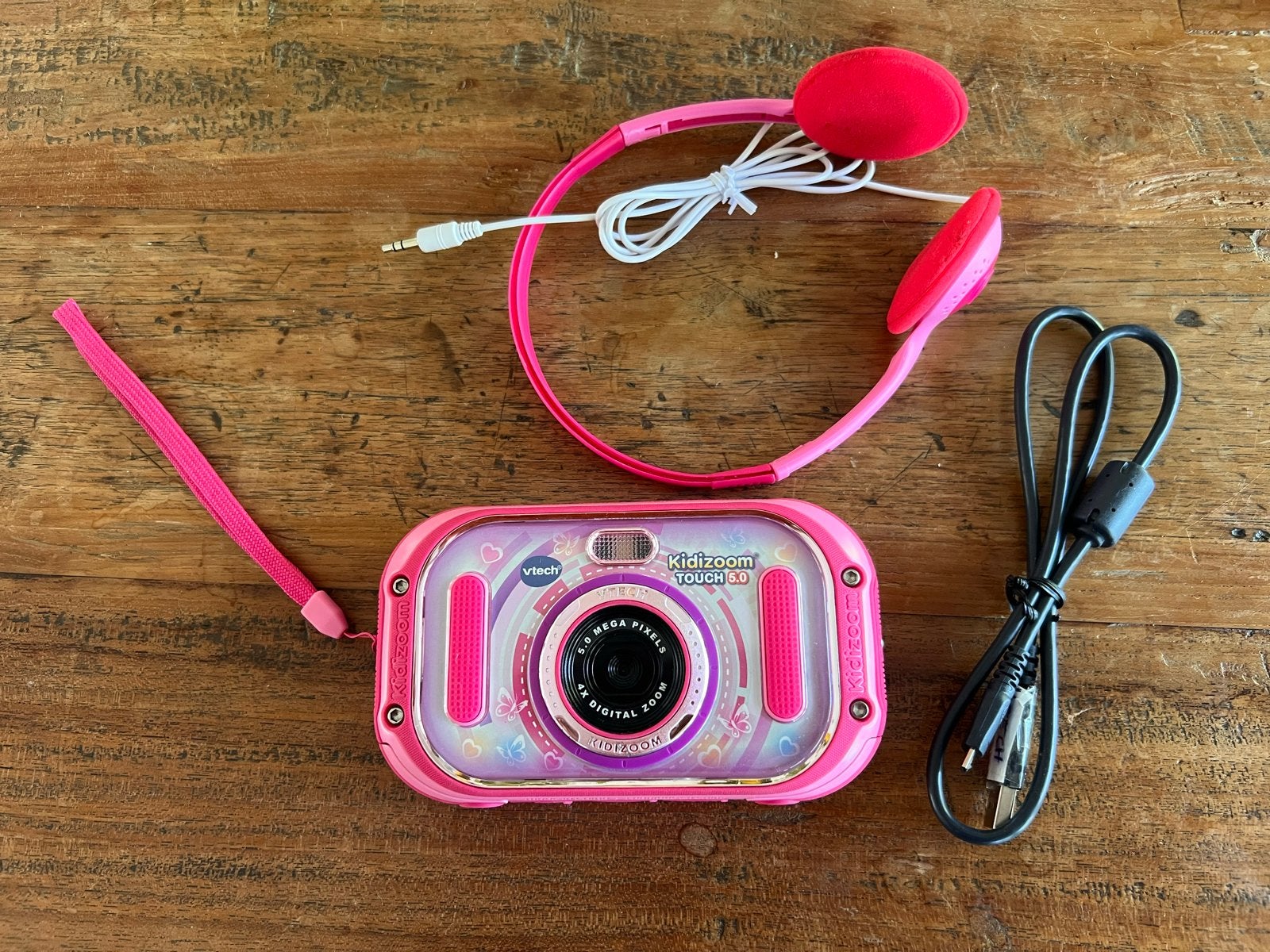 VTech Kidizoom Touch 5.0 kindercamera met koptelefoon, Ingebouwde flitser, USB-kabel, Ophalen of Verzenden, Zo goed als nieuw