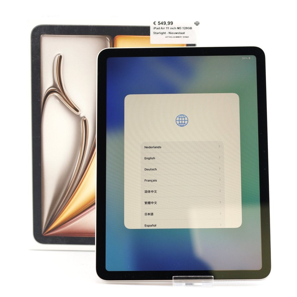 iPad Air 11 inch M3 128GB Starlight - Nieuwstaat, Apple, Zo goed als nieuw, Support@apple.com, One Apple Park Way
Cupertino, CA 95014
United States