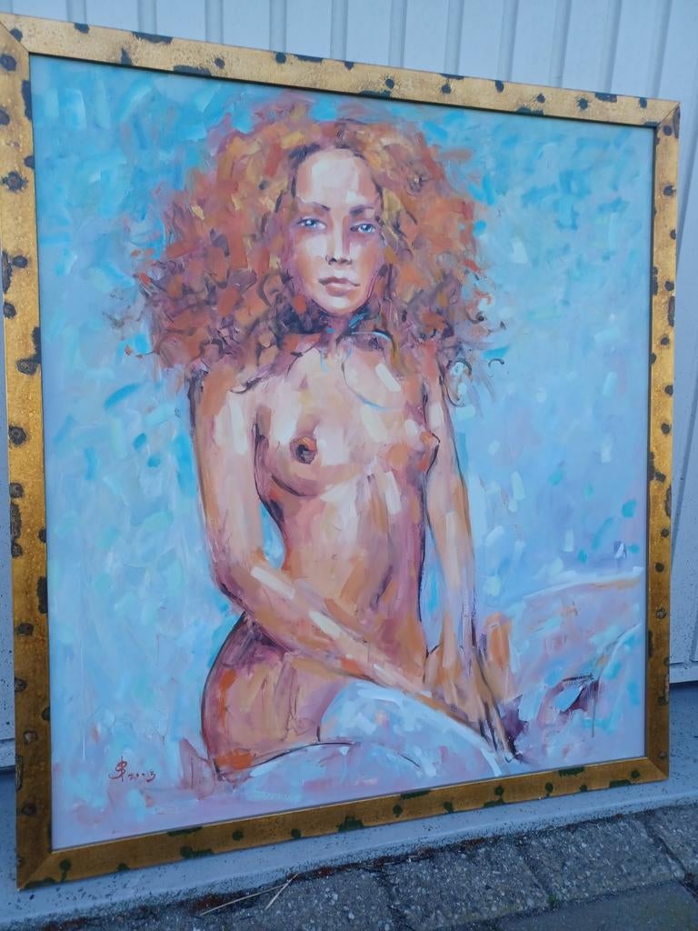 Schilderij naaktmodel met rood haar, Ophalen of Verzenden