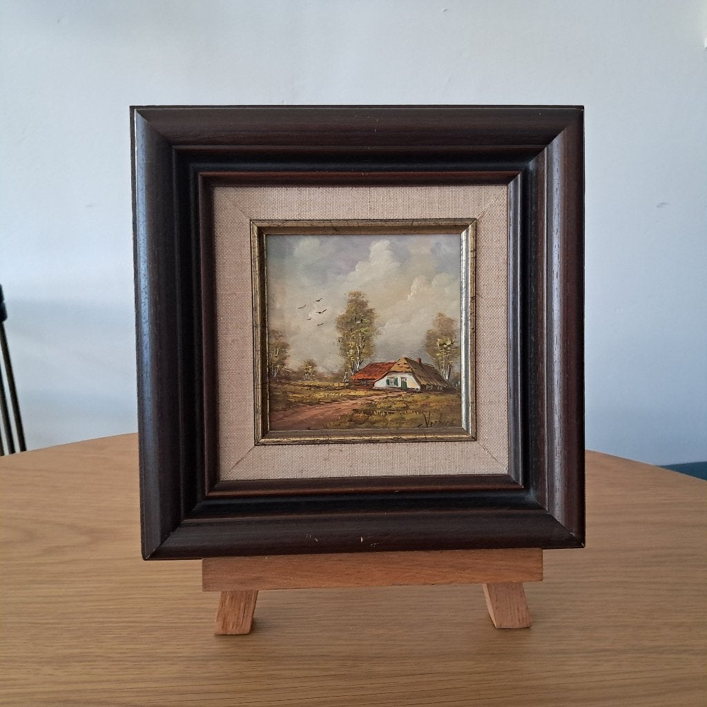 Vintage Olieverfschilderij - landschap, Antiek en Kunst, Verzenden