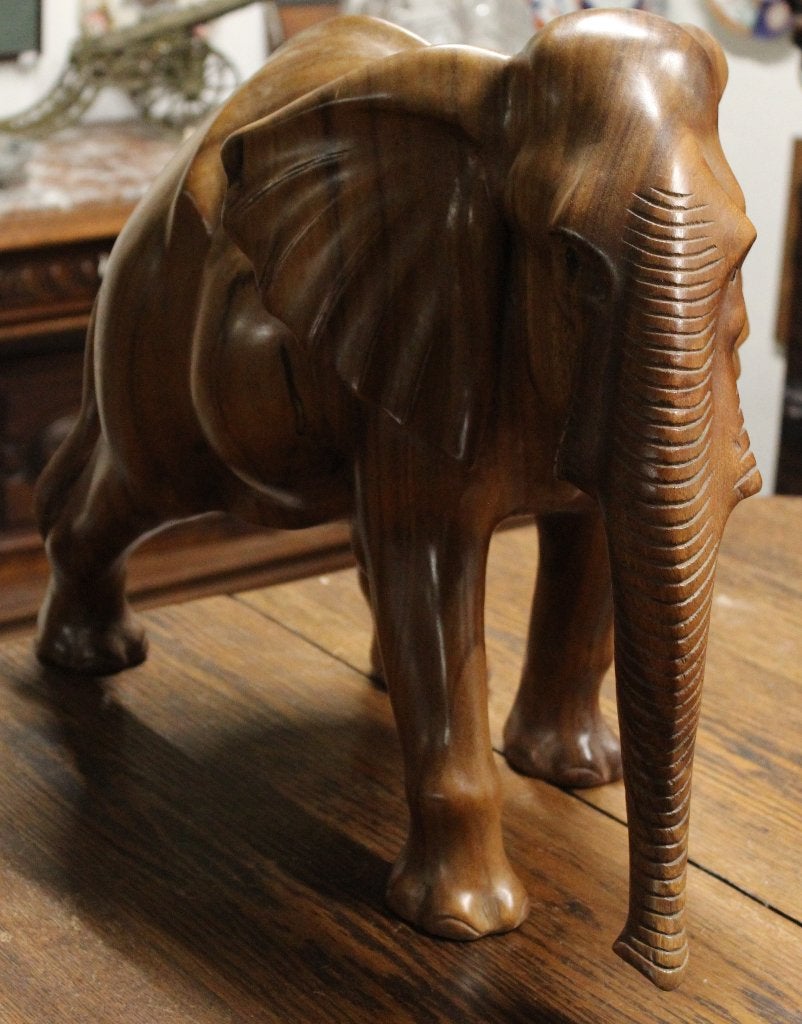 Prachtig handgesneden houten olifant beeld, Verzenden, Zoogdier, 20 - 50 cm, Hout