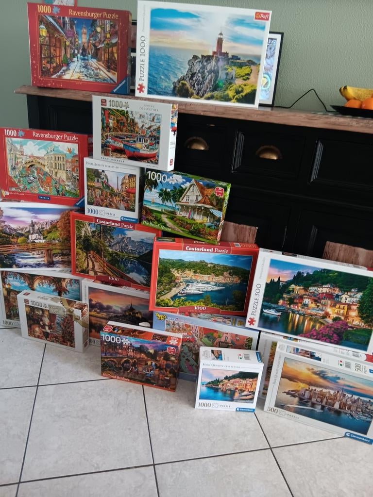 Diverse puzzels: Ravensburger, Castorland (500-1000 stukjes), Ophalen, 500 t/m 1500 stukjes, Gebruikt, Legpuzzel