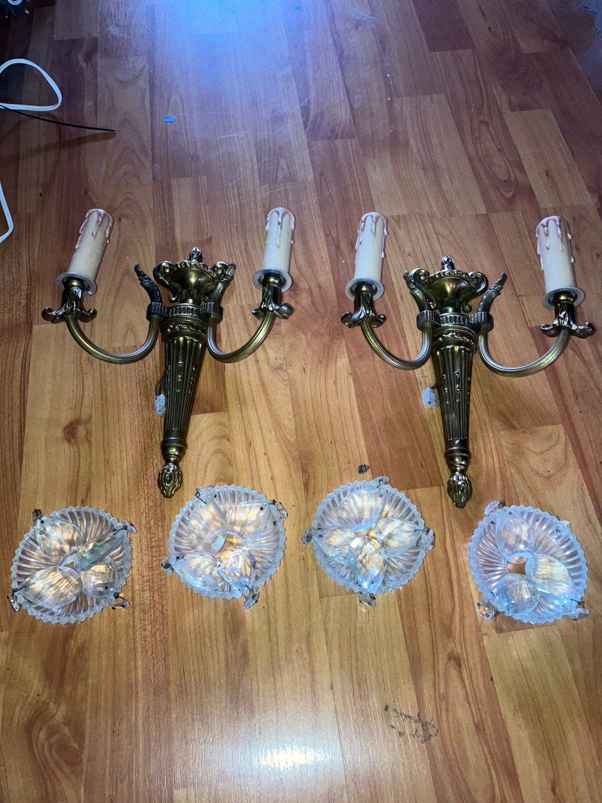 Koppel bronzen wandlampen. Empire style., Ophalen of Verzenden