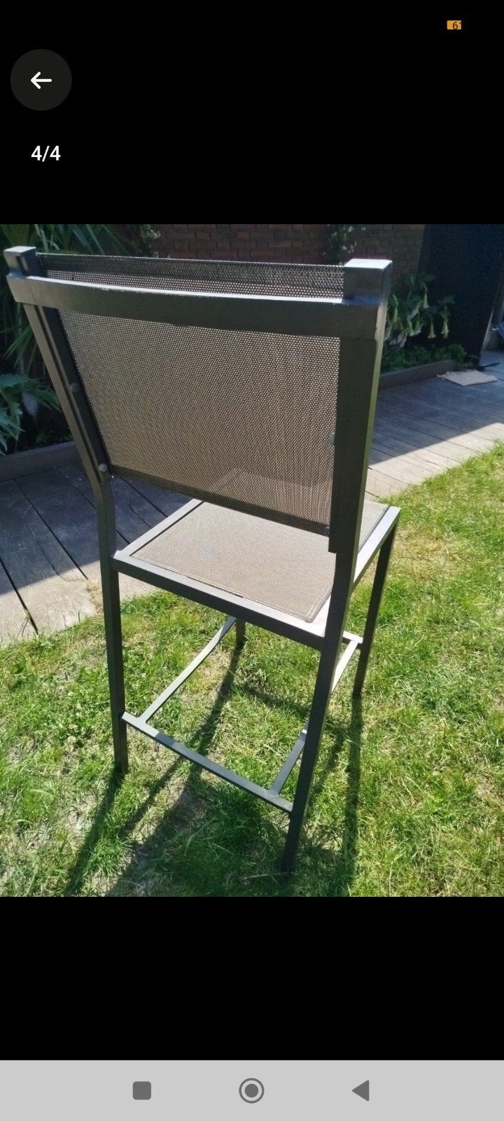 Set van 4  Hartmann barkrukken - Grijs metaal en textiel, Ophalen, Gebruikt, 90 cm of meer, Metaal