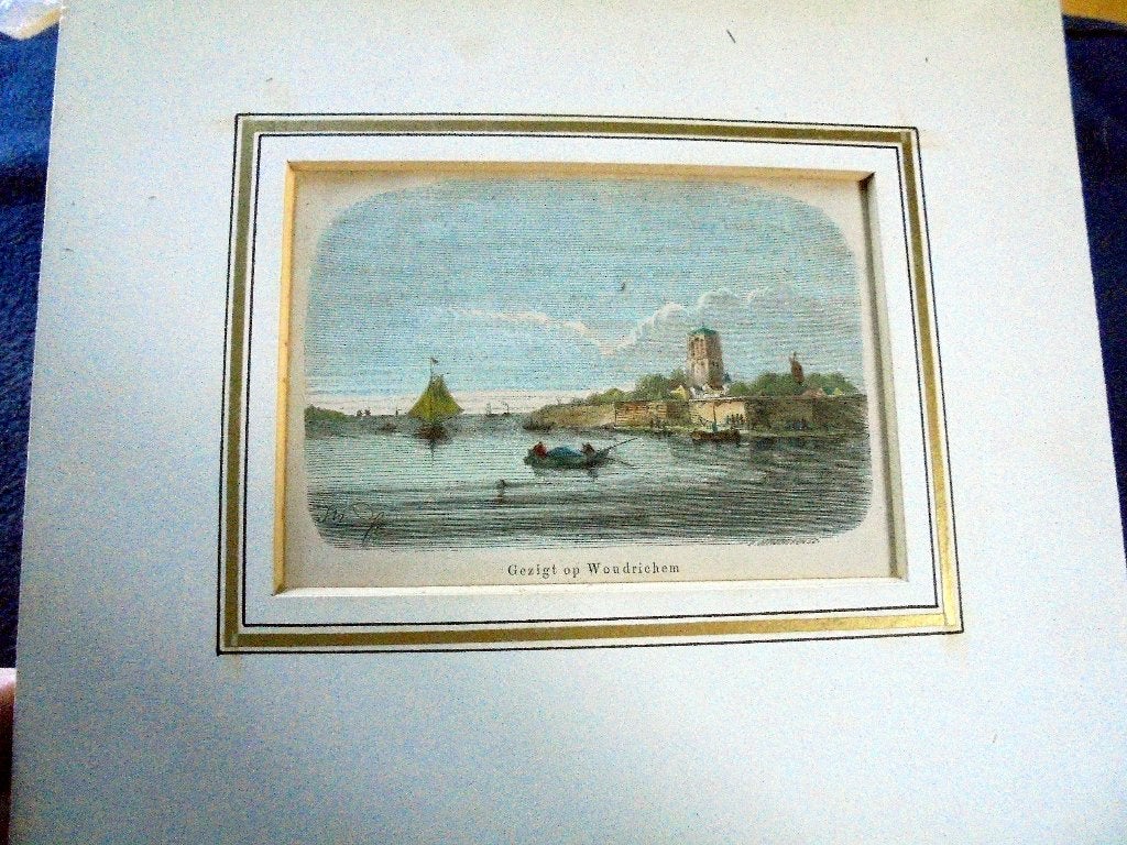 Gezigt op Woudrichem. Eduard Vermorcken. 1857, Antiek en Kunst, Kunst | Etsen en Gravures, Verzenden, Landschap, Gravure, 1800 - 1899