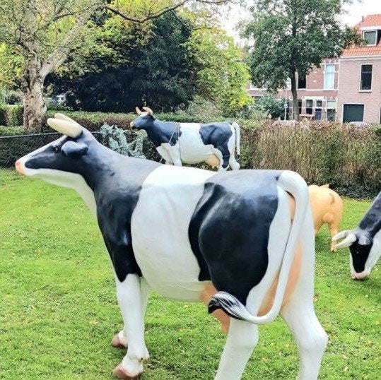 Grote koe polyester tuinbeelden XL dieren Koe kunststof, Ophalen, Nieuw, Kunststof, Dierenbeeld