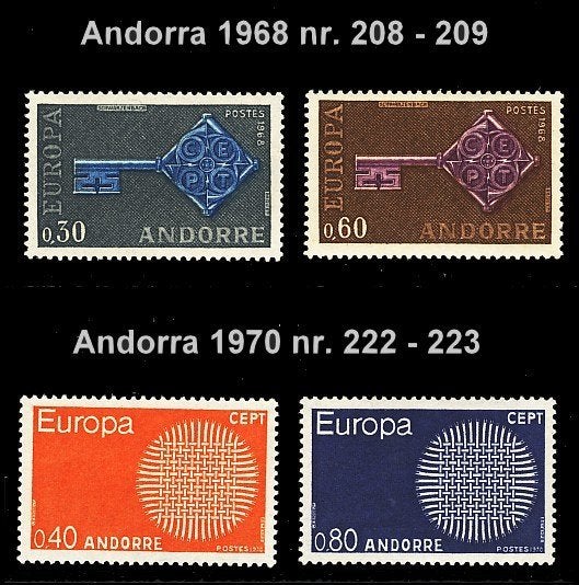 Andorra Cept 1968 en 1970, 2 postfrisse series., Verzenden, Overige landen, Postfris