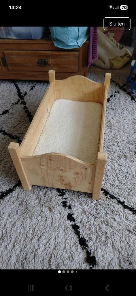 Houten poppenbedje, Kinderen en Baby's, Speelgoed | Houten speelgoed, Ophalen of Verzenden