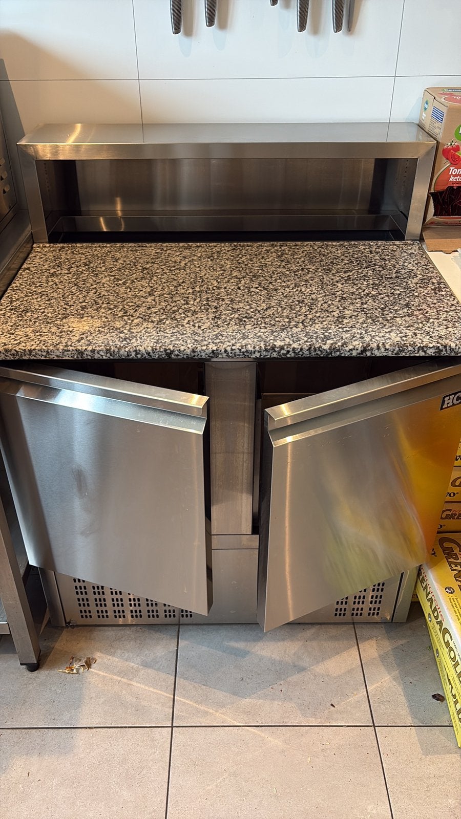 RVS Pizzawerkbank Pizzatafel Saladette 90 cm, Ophalen, RVS Meubilair