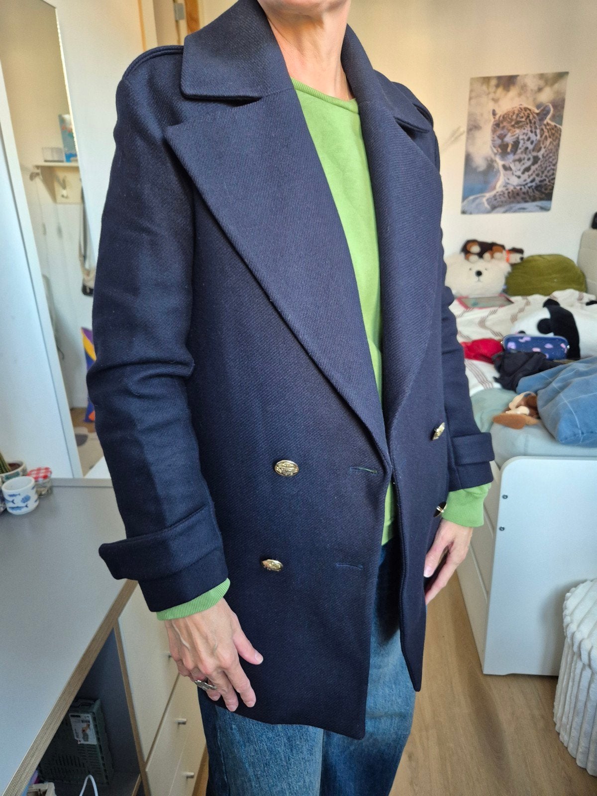 Wollen jas Zara, Maat 38/40 (M), Blauw, Zara, Ophalen of Verzenden
