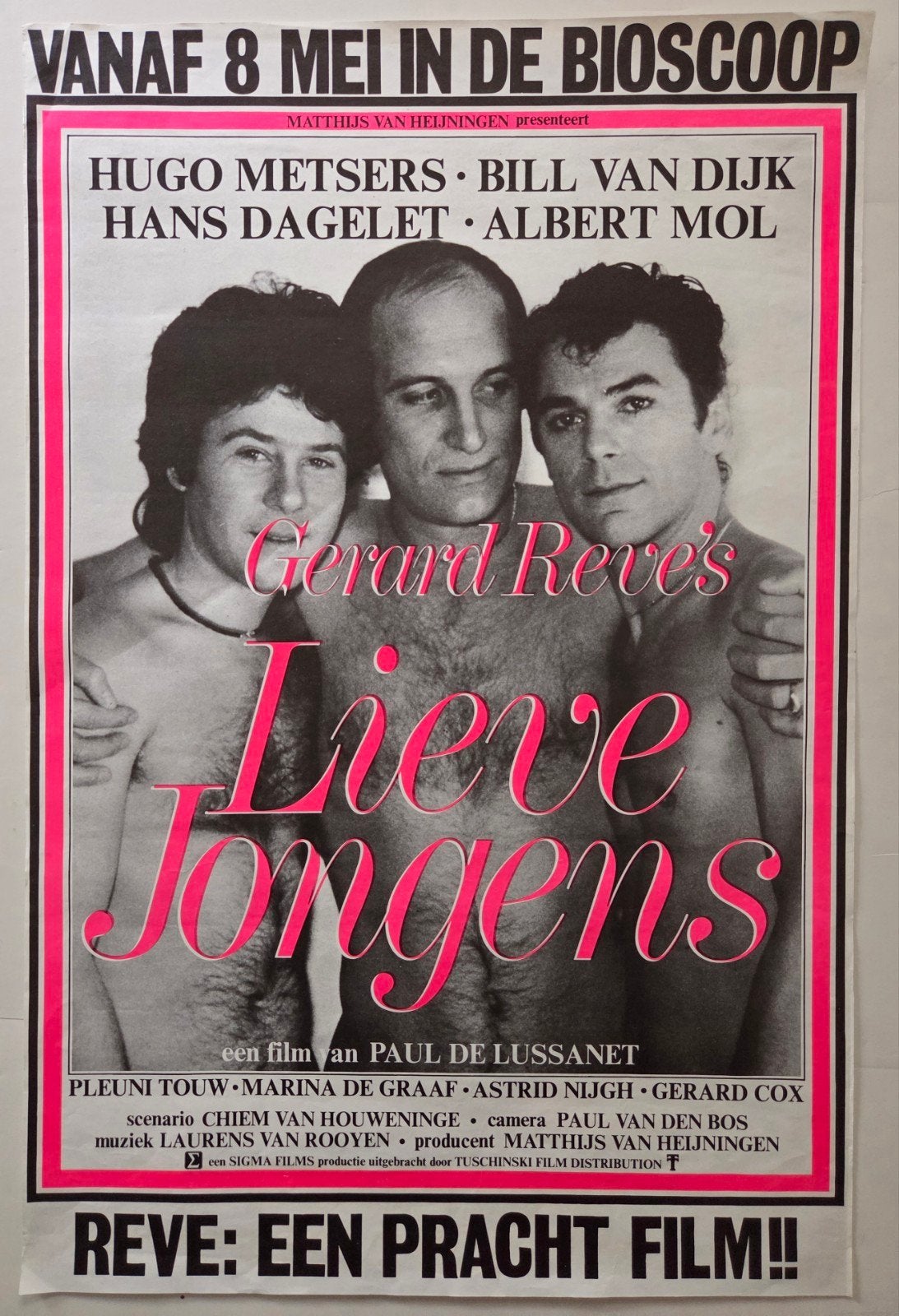 Gerard Reve. Lieve Jongens. Filmposter. Hans Dagelet., Ophalen of Verzenden, Zo goed als nieuw, A1 t/m A3, Film en Tv