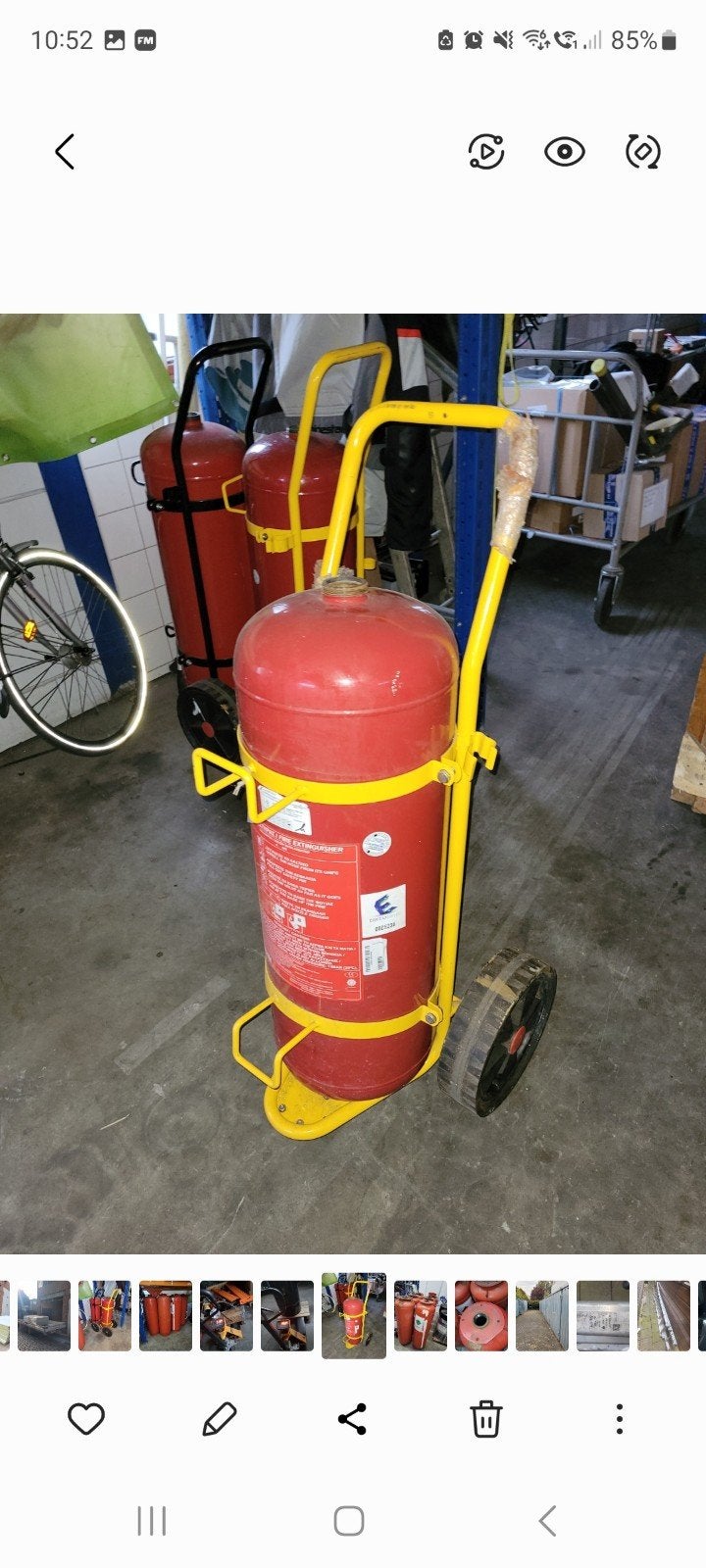 lege brandblus cilinder met kar, Huis en Inrichting, Brandblussers en Brandkasten, Ophalen, Gebruikt, Brandblusser