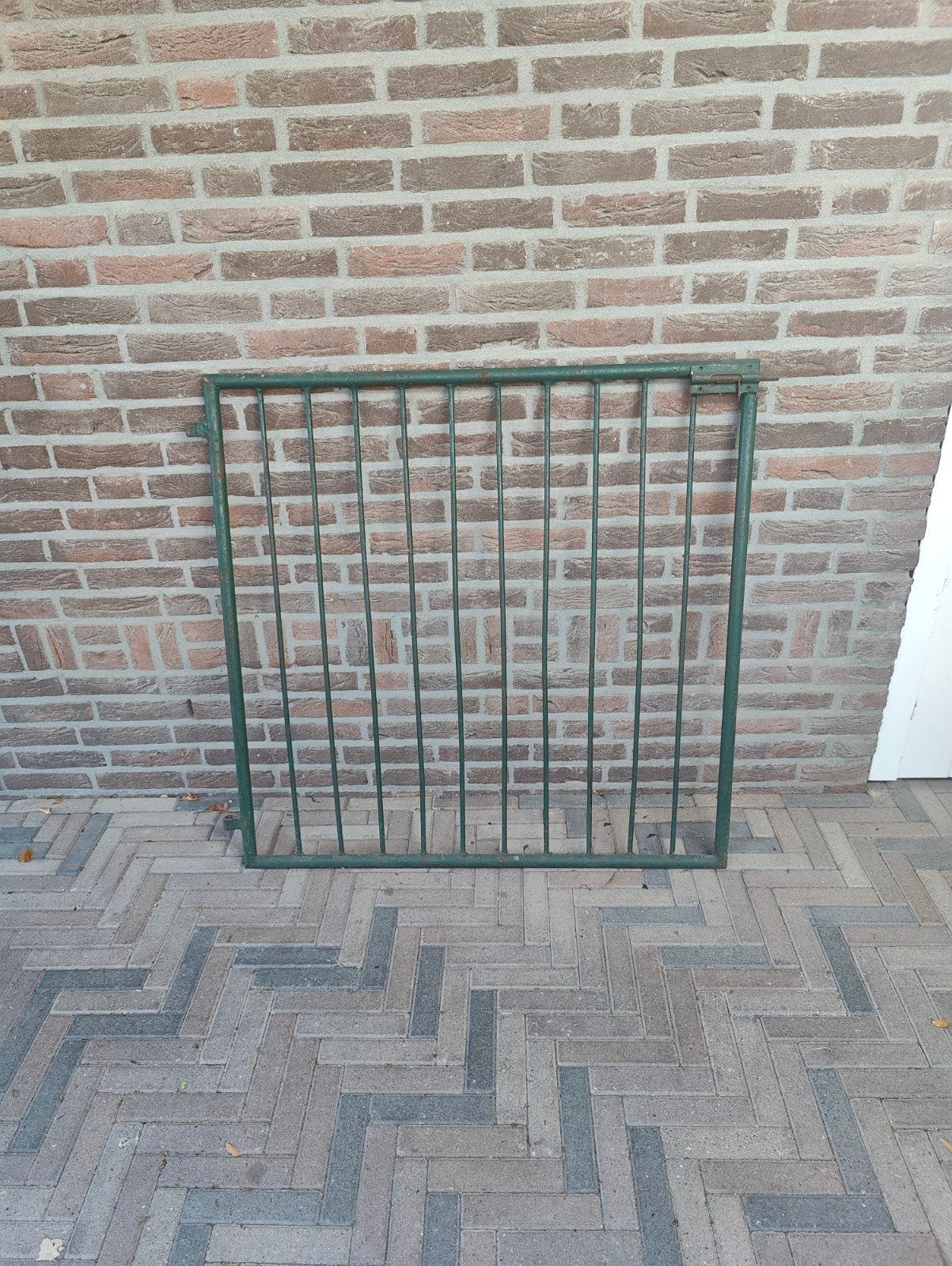 Groen ijzeren tuin/hekwerk/poortje, Tuin en Terras, Tuinhekken en Hekwerk, Ophalen, Met poort, Gebruikt, Spijlenhekwerk