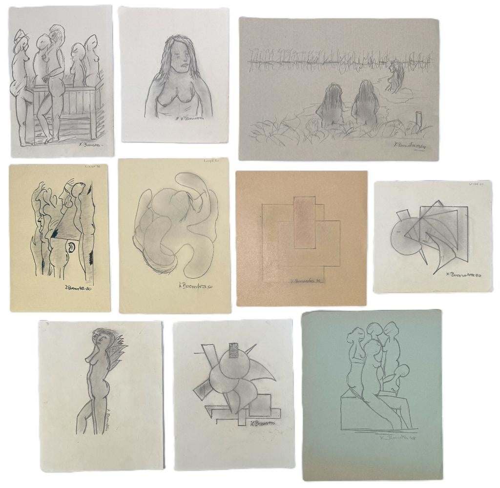 603. Diverse tekeningen, Klaas Boonstra -1935-1964, Antiek en Kunst, Ophalen of Verzenden
