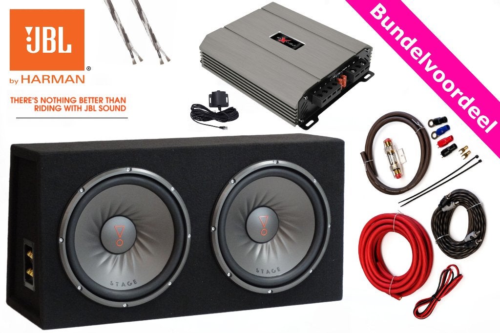 2x12'' JBL Subwoofer Kist + Monoblock + Kabels 2000W/500Wrms, ., Nieuw, Ophalen of Verzenden, .