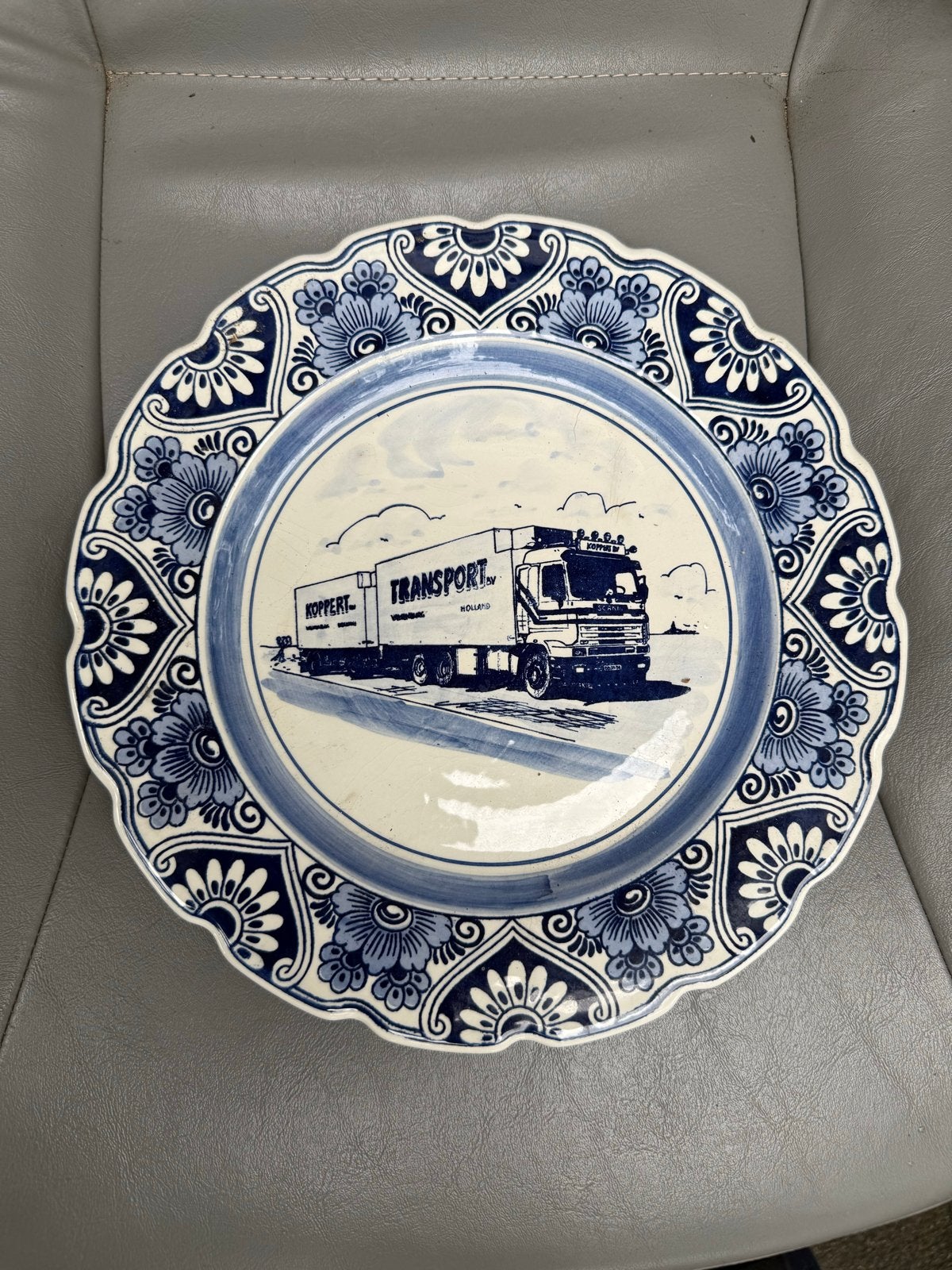 Delfts Blauw bord van Koppert Transport, Antiek en Kunst, Ophalen