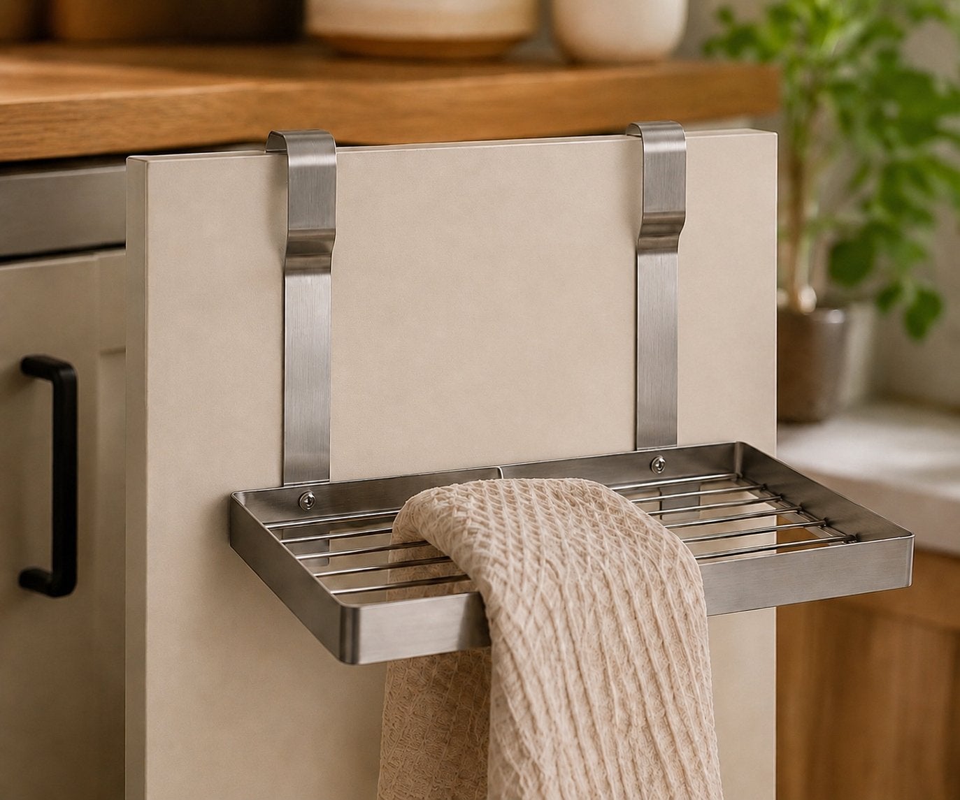 Roestvrijstalen ophangrekje voor keuken of badkamer, Ophalen, Overige typen, Zilver, Zo goed als nieuw