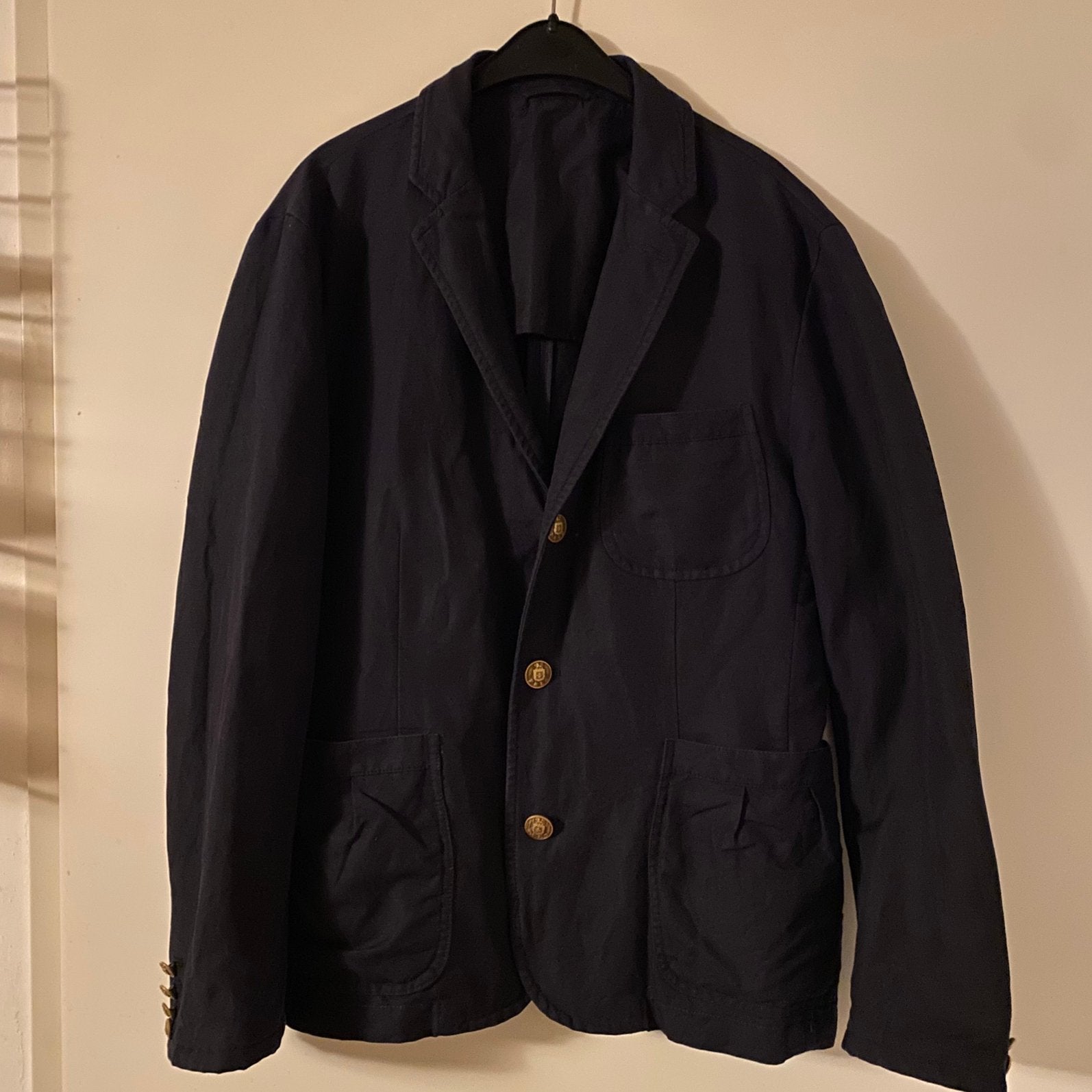 POLO RALPH LAUREN NAVY JASJE BLAZER 42R, Ophalen of Verzenden, Gedragen, Maat 52/54 (L), Blauw
