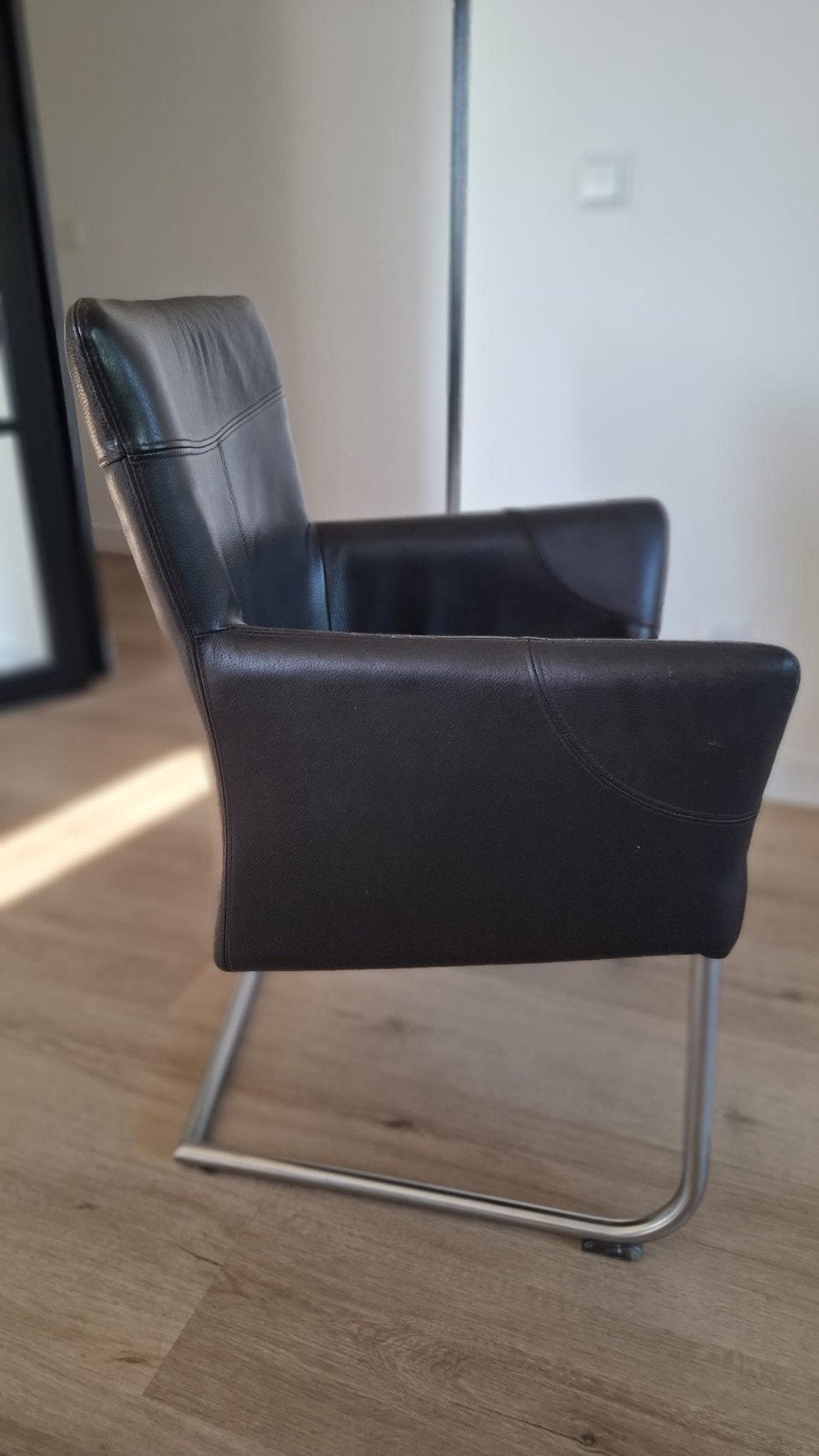Gebruikte leren stoel vier stuks, Ophalen, Gebruikt, Bruin, Vier