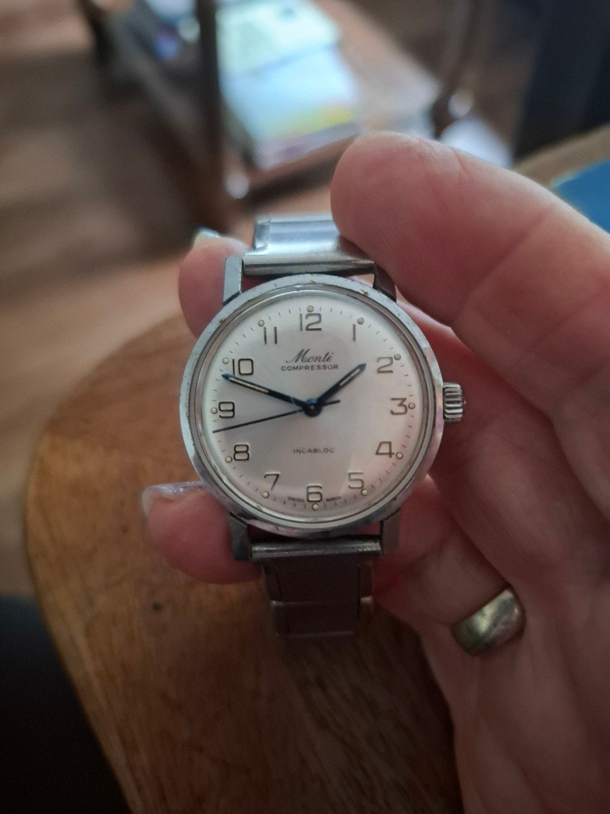 Monté Compressor Polshorloge - Vintage Herenhorloge, Ophalen of Verzenden, Staal, Overige merken, 1960 of later