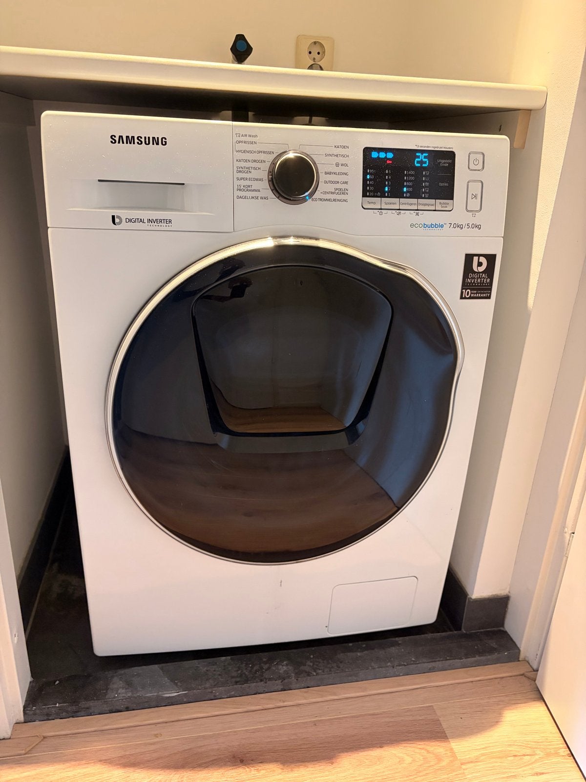 Samsung AddWash ecoBubble Was-droogcombinatie WD70K5400, 6 tot 8 kg, Ophalen, Gebruikt, 85 tot 90 cm