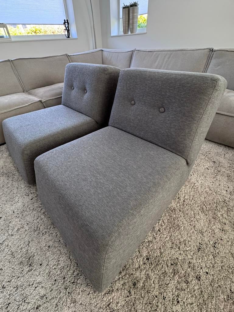 2 mooie moderne grijze fauteuils/gaming stoelen van Goossens, Huis en Inrichting, Fauteuils, Ophalen, Gebruikt, 75 tot 100 cm