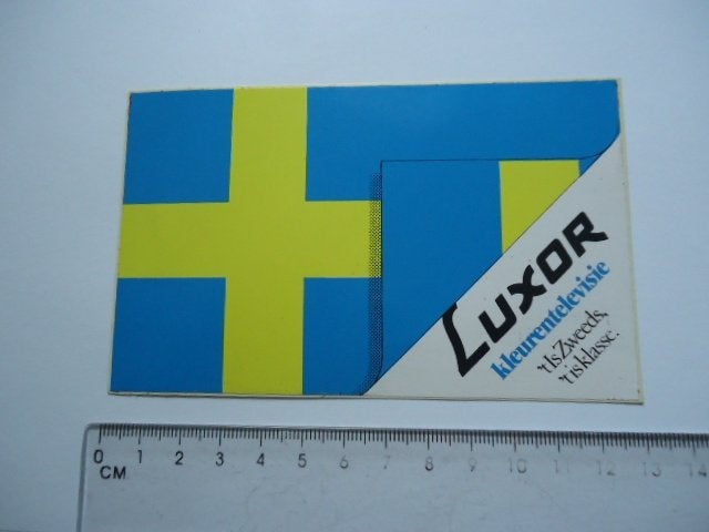 sticker oud LUXOR Zweden televisie kleuren jaren70 sweden tv, Verzenden, Zo goed als nieuw, Bedrijf of Vereniging