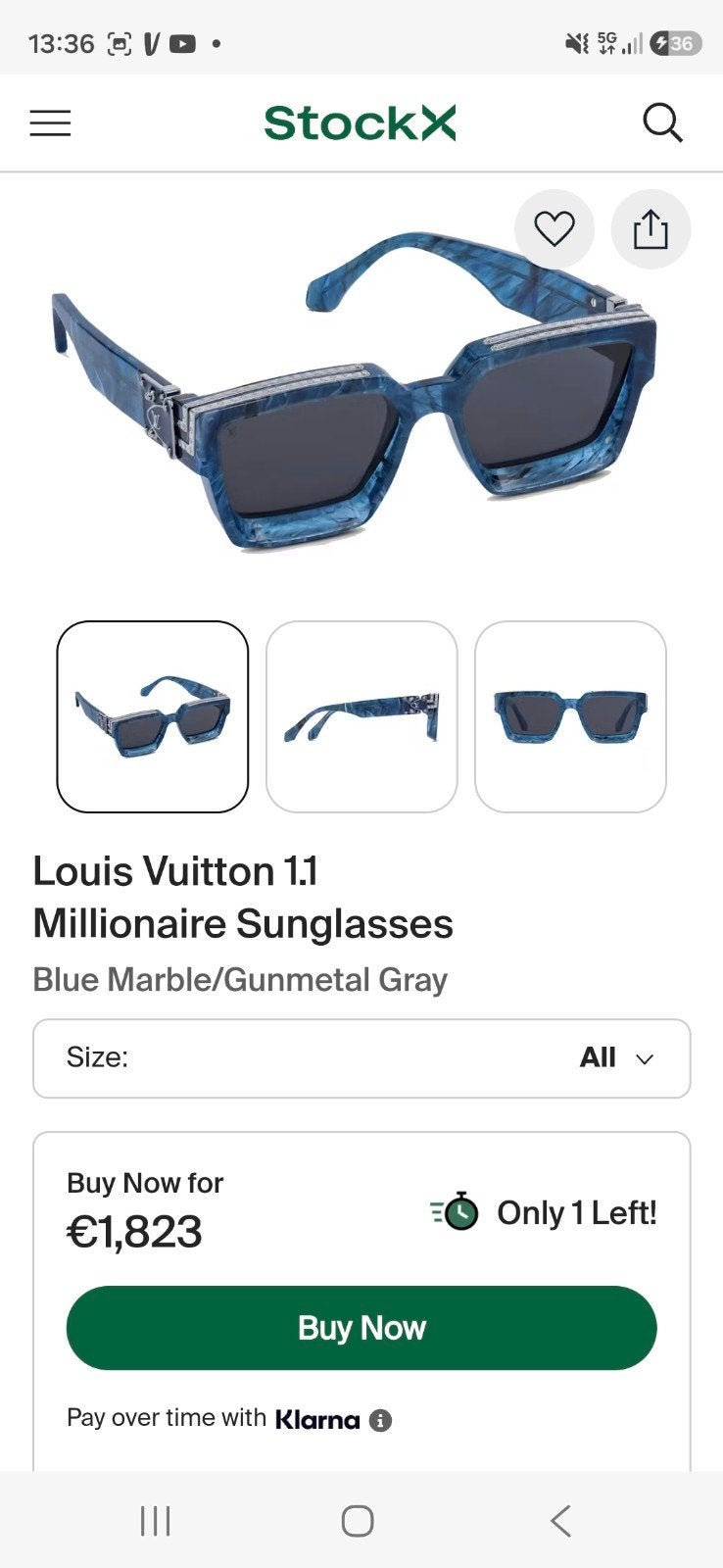 Louis Vuitton millionaire, Ophalen, Zo goed als nieuw, Blauw, Overige merken