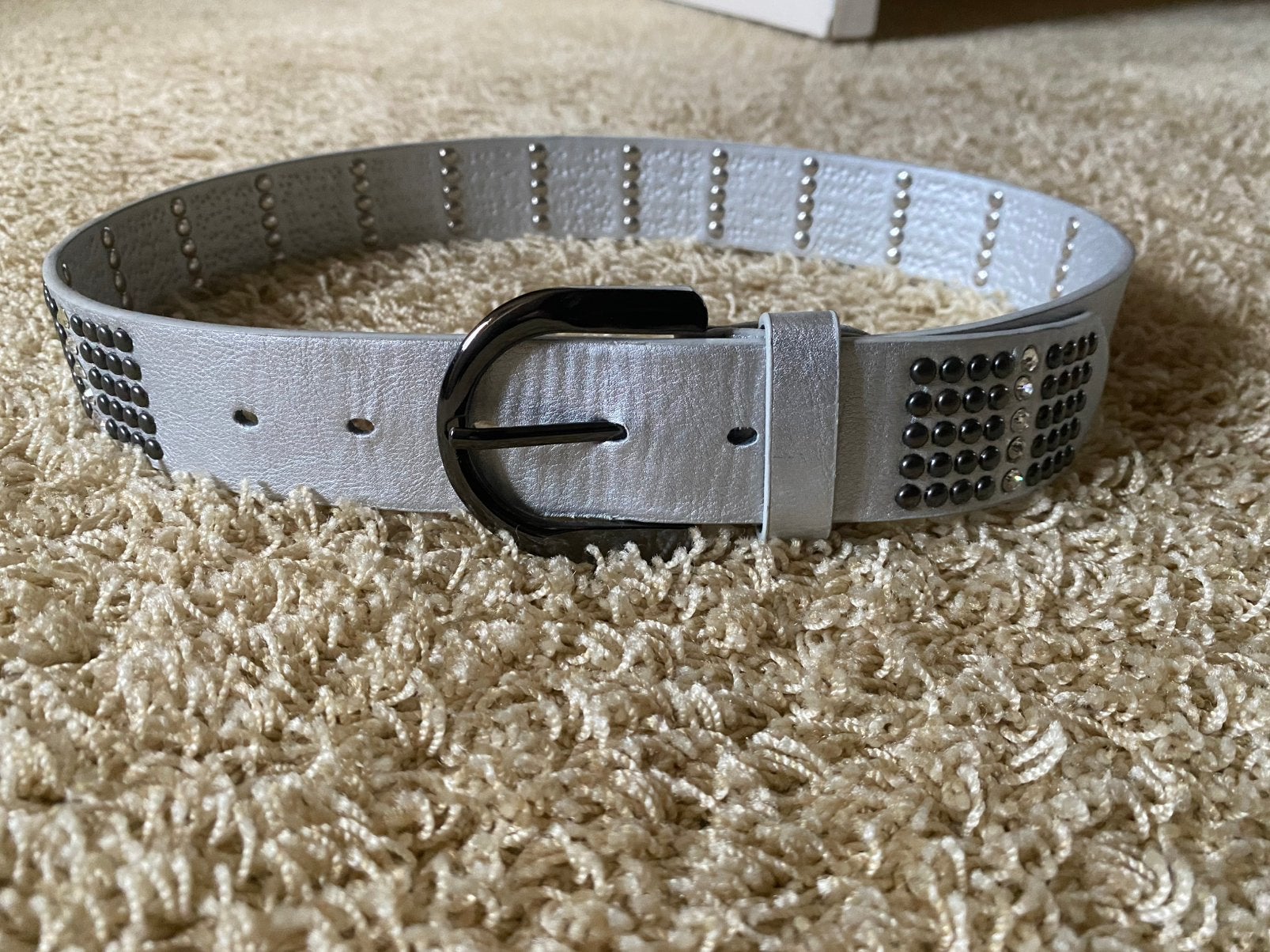 Riem zilver strass-studs (3,5) 90, 80 tot 90 cm, 3 tot 5 cm, Tailleriem, Ophalen of Verzenden