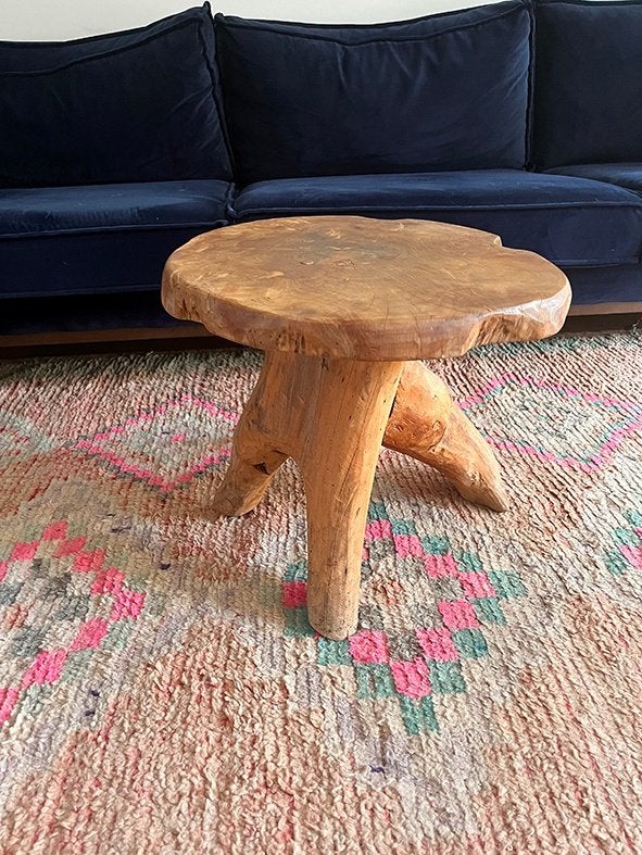 Teakhouten bijzettafel, Huis en Inrichting, Tafels | Bijzettafels, Ophalen, Minder dan 45 cm, Minder dan 55 cm, Gebruikt