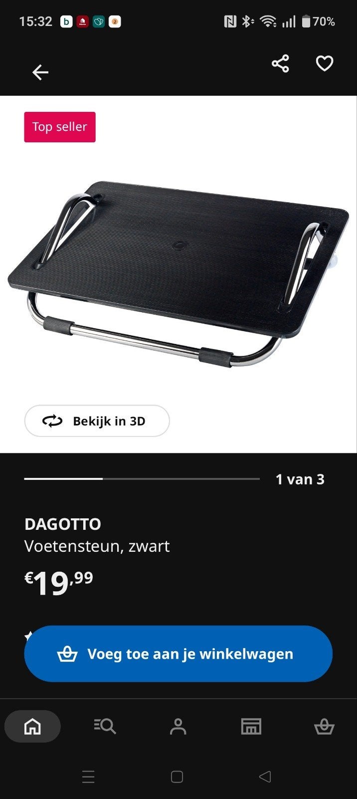 IKEA Voetensteun - Zo goed als nieuw, Ophalen, Zo goed als nieuw, Zwart, Kunststof