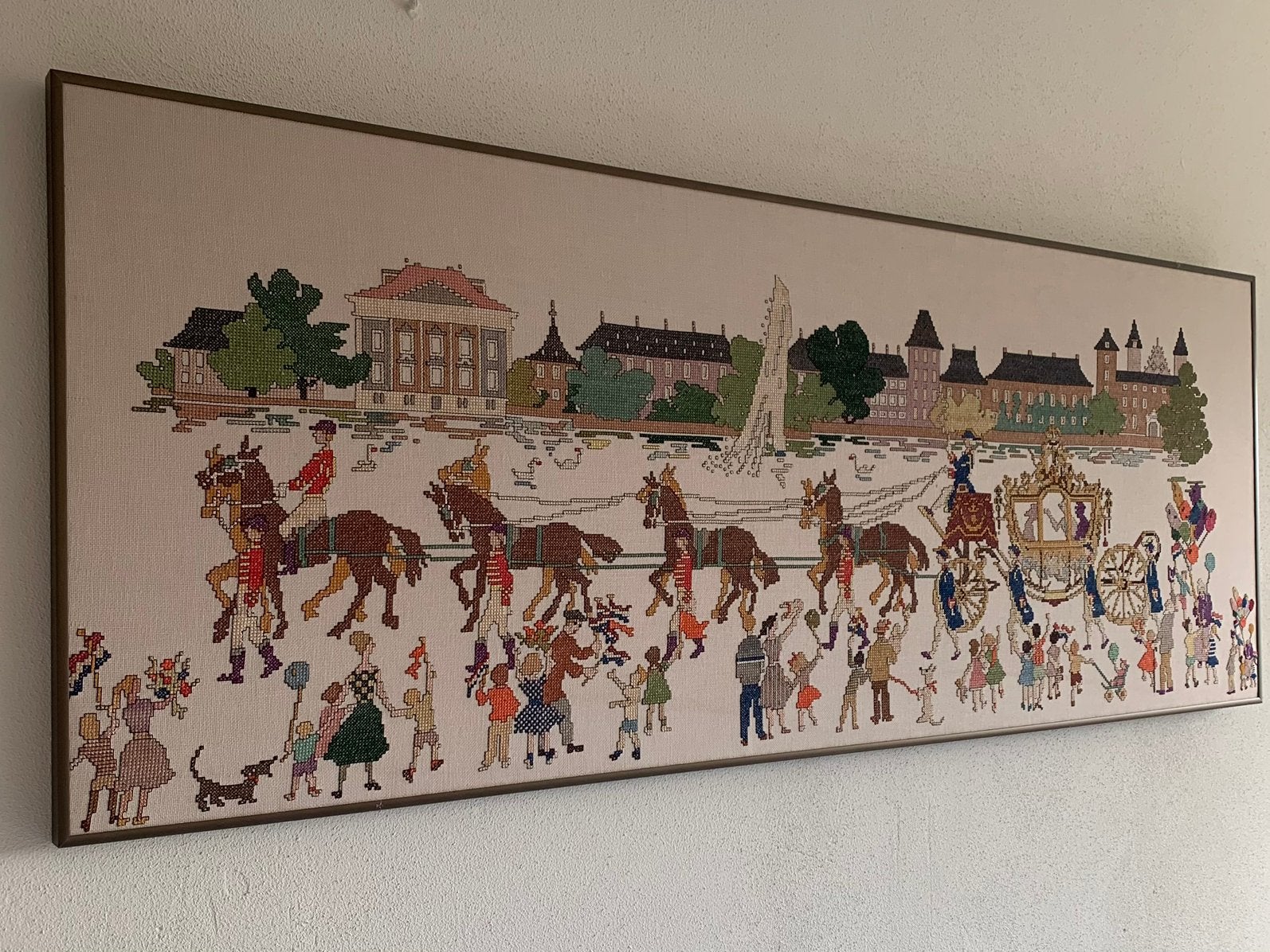 Geborduurd ingelijst schilderij Gouden Koets, Ophalen
