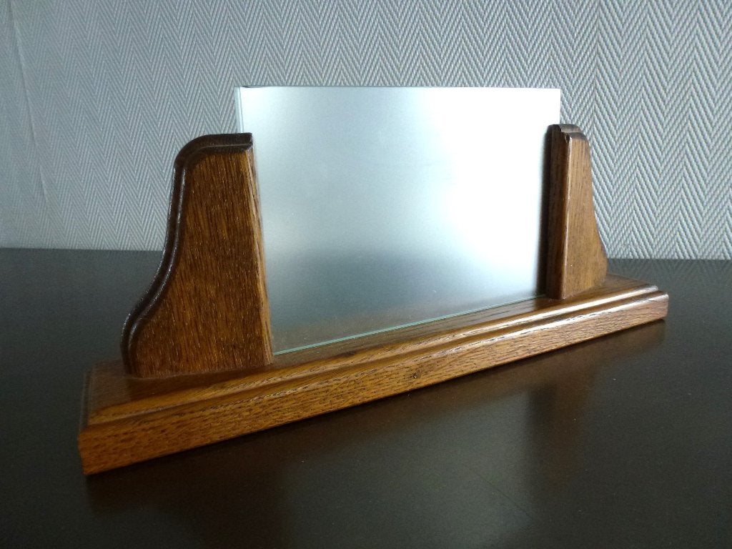 Vintage art Deco stijl fotolijst van eikenhout.  Jaren '60, Gebruikt, Standaard fotolijst, Ophalen of Verzenden, Bruin