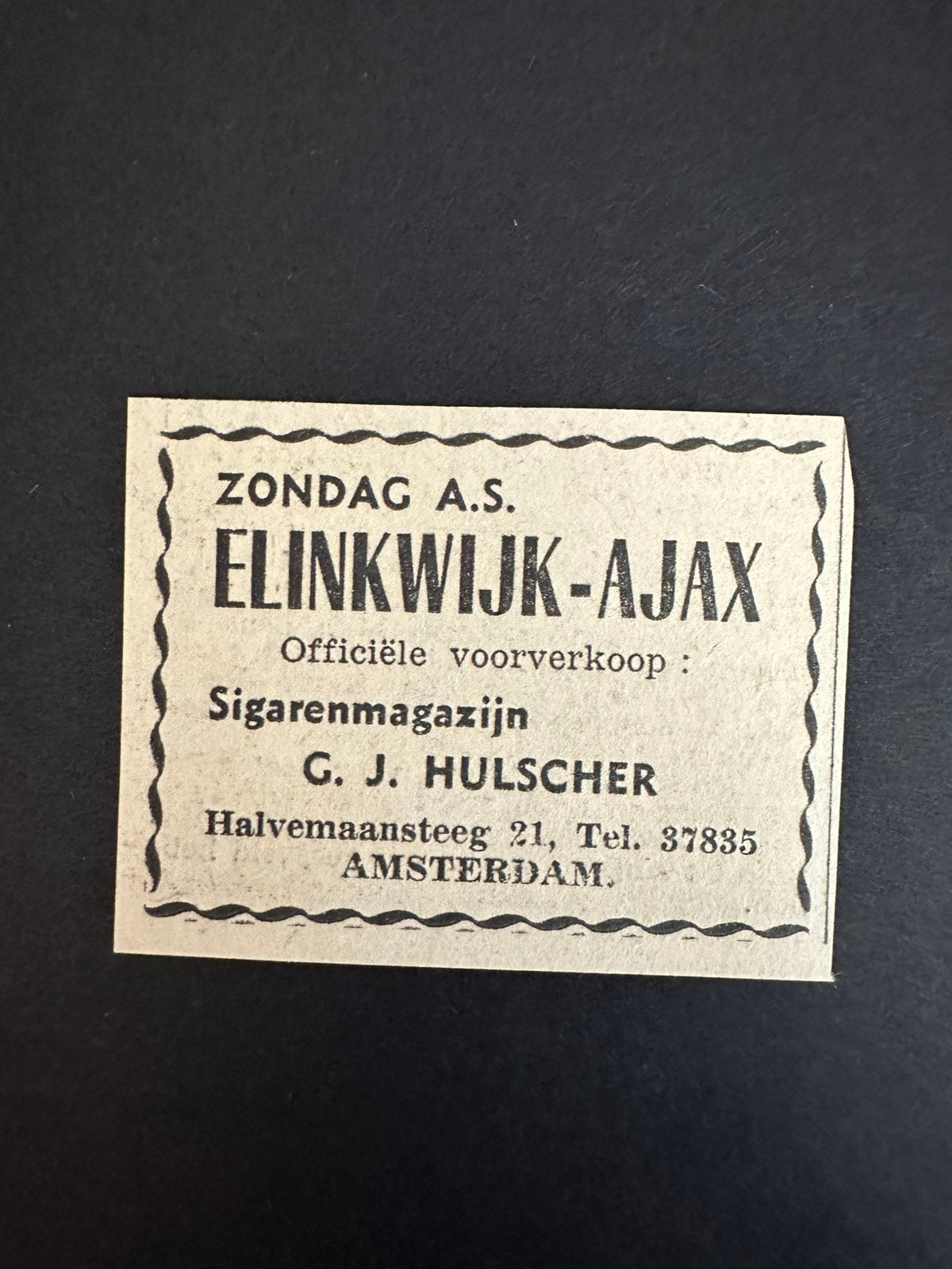 Voetbal reklame Elinkwijk Ajax september 1960, Ophalen of Verzenden, Knipsel(s)