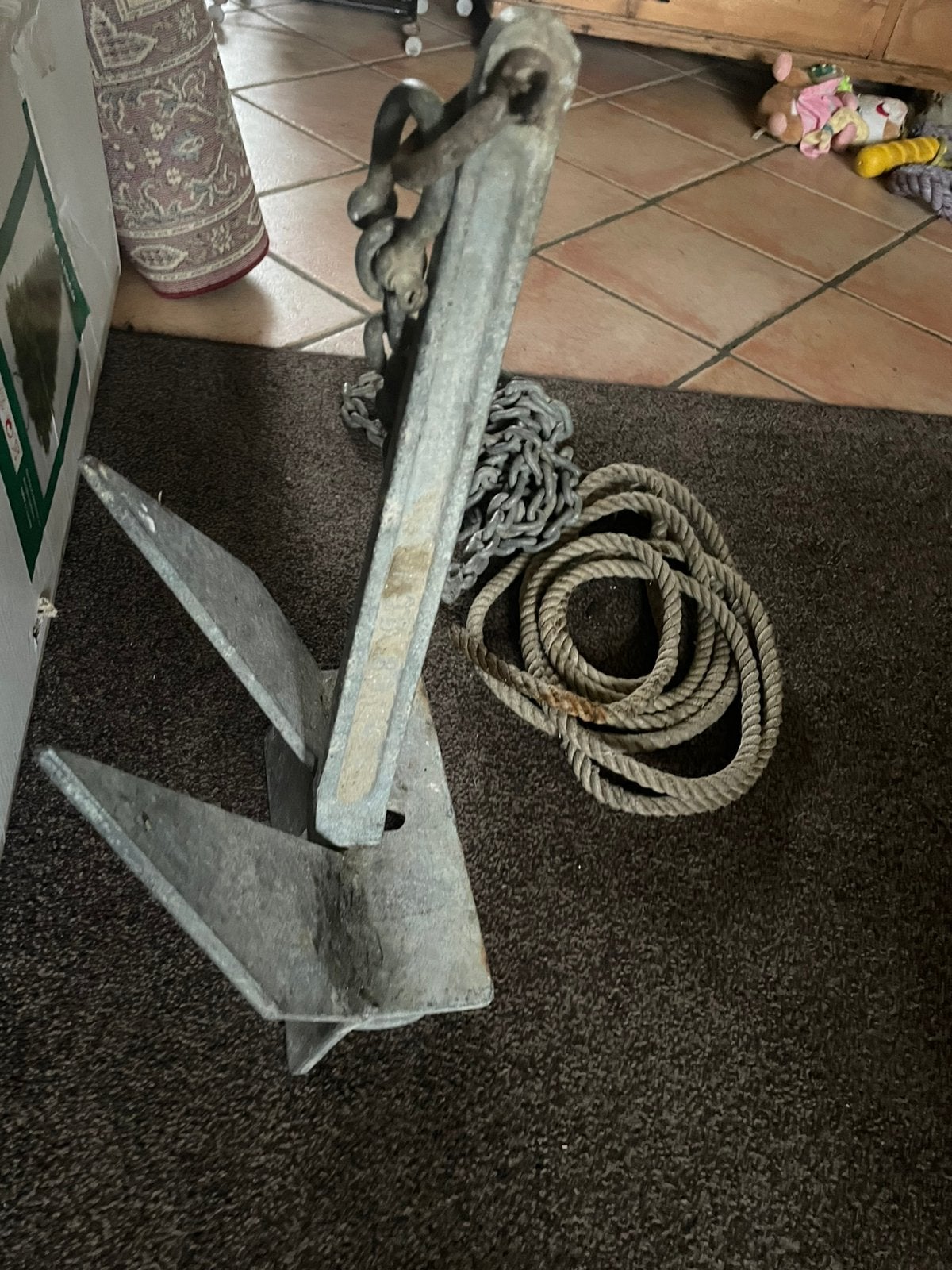 groot zwaar anker met ketting en touw, Watersport en Boten, Ophalen, Zo goed als nieuw, Overige typen