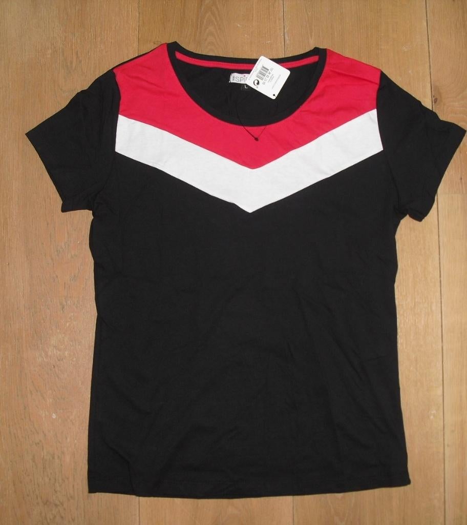 True Spirit zwart t-shirt met strepen mt L, Zwart, Maat 42/44 (L), Nieuw, Ophalen of Verzenden