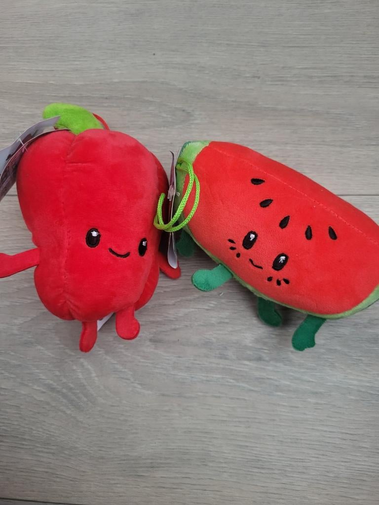 Lidl knuffels: paprika en watermeloen, Lidl, Ophalen of Verzenden, Zo goed als nieuw, Rood