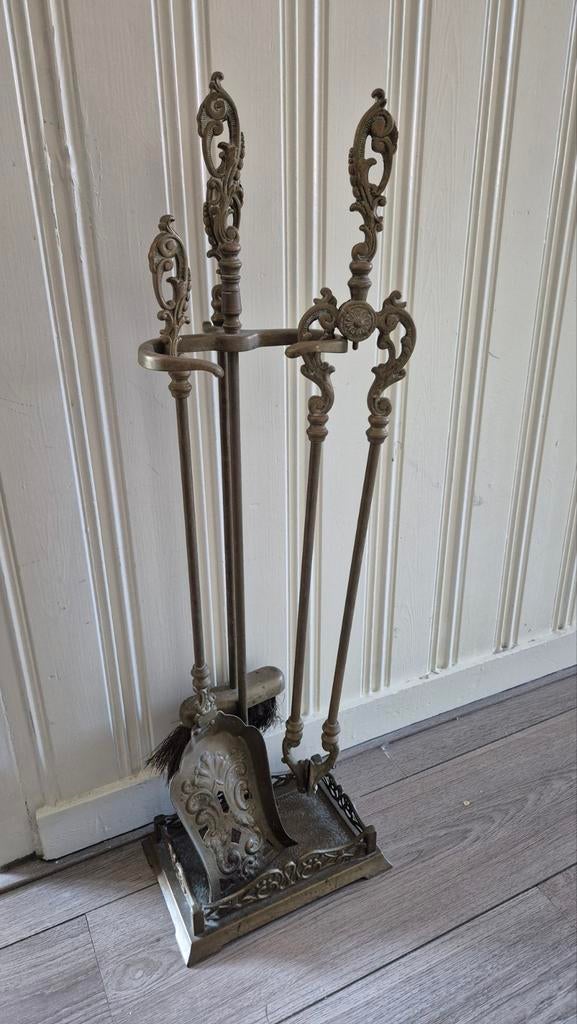 Antieke Art Nouveau Haardset van Koper, Ophalen of Verzenden