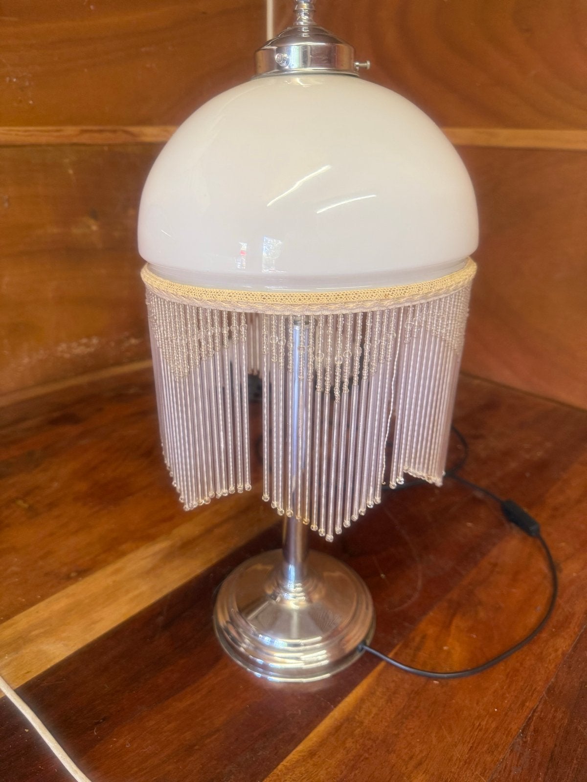 Vintage IKEA Tafellamp met kralenkap, Ophalen