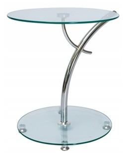 Apart design tafeltje van glas met een chroom onderstel., Ophalen, Design, Rond, 75 cm of meer