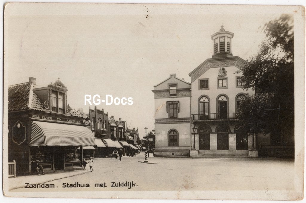 Ansichtkaart - Fotokaart Stadhuis Zuiddijk Zaandam 1931, Ophalen of Verzenden, 1920 tot 1940, Gelopen, Noord-Holland