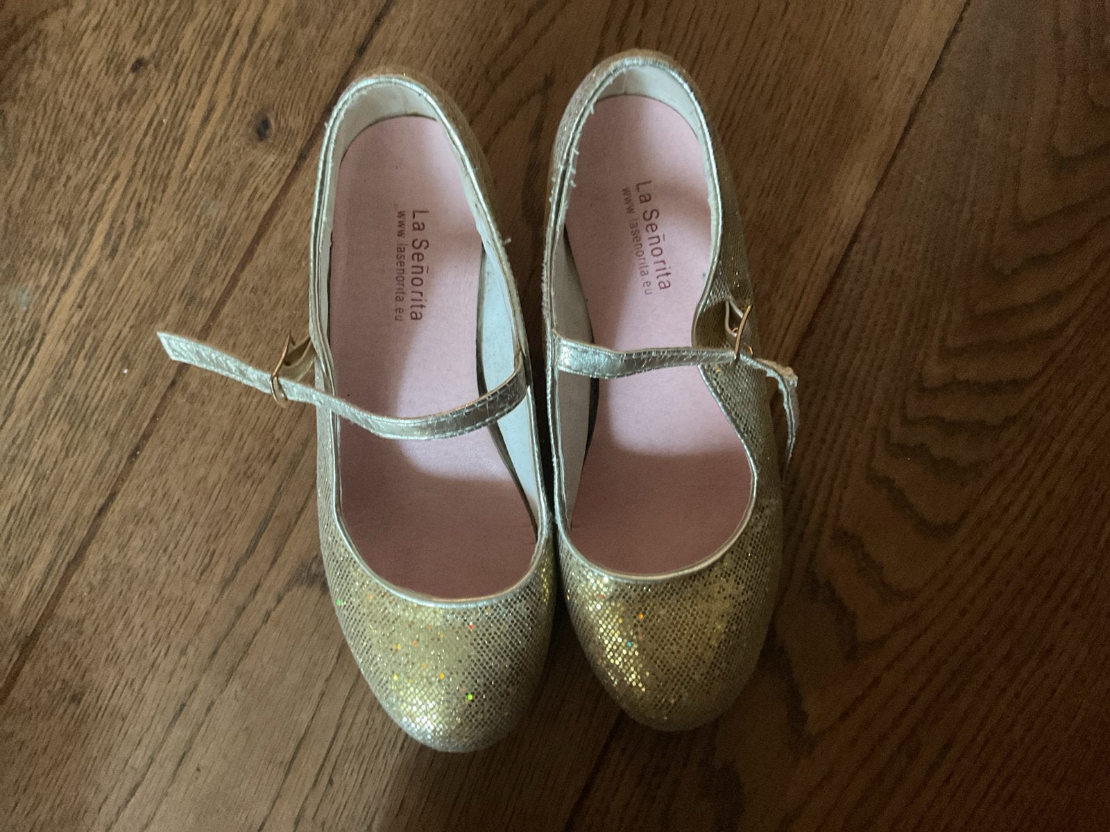 La Senorita Gouden Glitter Schoenen Maat 30, Ophalen of Verzenden, Gebruikt, Meisje, Schoenen