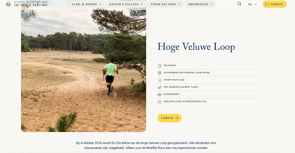 2 x ticket Hoge Veluweloop Trailrun 20km 4.10.26, Overige merken, Verzenden, Overige typen, Nieuw