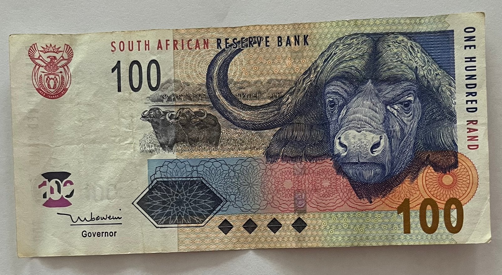 Zuid Afrika 100 Rand lichtgebruikte staat, Verzenden, Zuid-Afrika, Los biljet