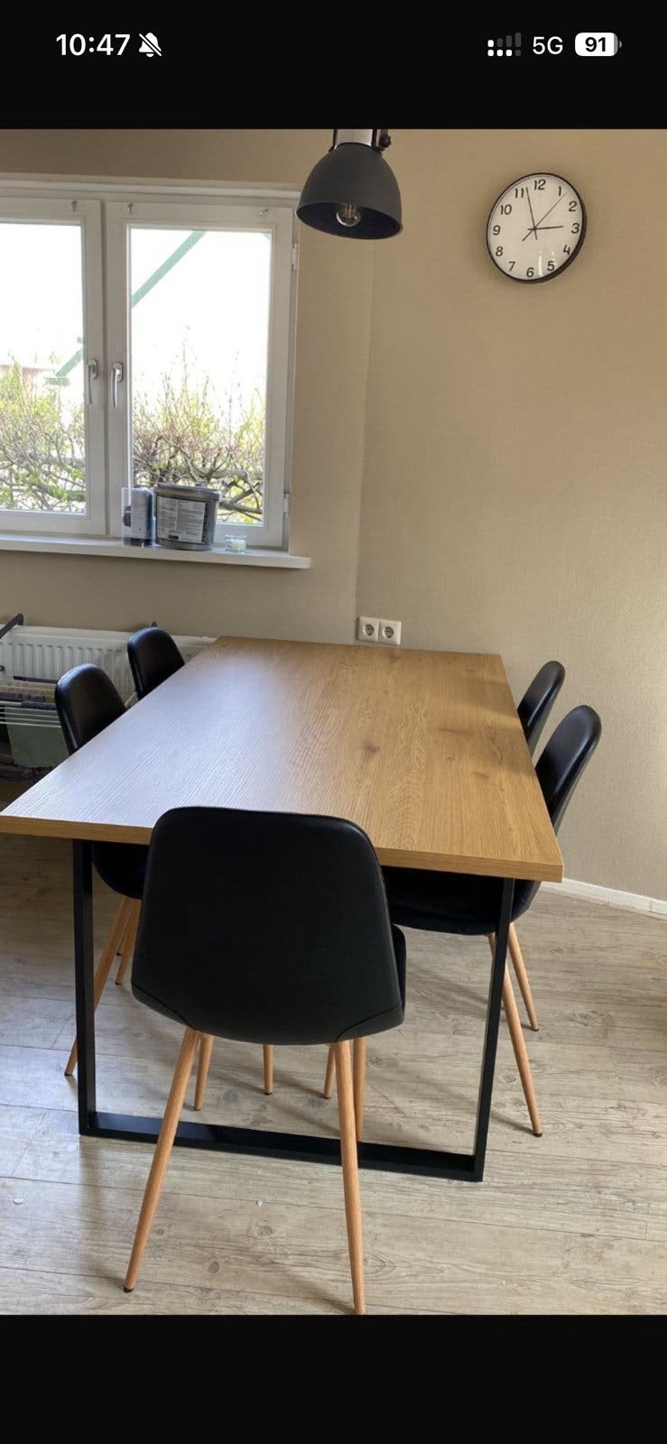 Eettafel en 6 eetkamerstoelen, Ophalen, 50 tot 100 cm, Zo goed als nieuw, Vijf personen of meer