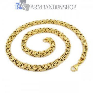 RVS gold goud koningsschakel ketting 70 of 60 cm 7 mm dik, Ophalen of Verzenden, Nieuw, Goud, Overige materialen